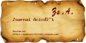 Zsarnai Acicét névjegykártya